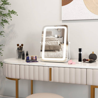 16 x 12 Inch LED Vanity Mirror with 3 Color Modes & Dimmable Lighting for Perfect Makeup - White