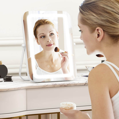 16 x 12 Inch LED Vanity Mirror with 3 Color Modes & Dimmable Lighting for Perfect Makeup - White