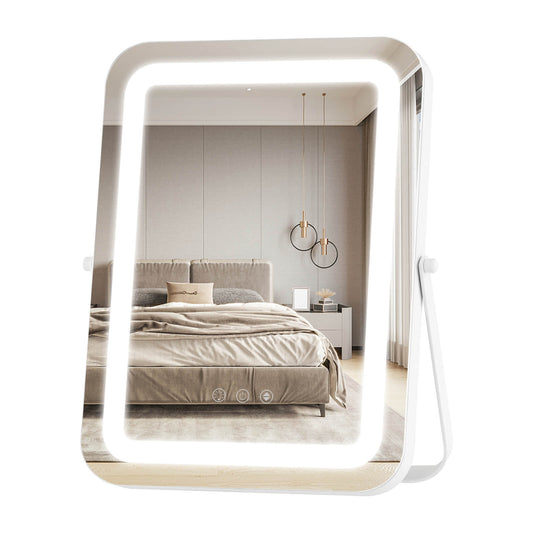 16 x 12 Inch LED Vanity Mirror with 3 Color Modes & Dimmable Lighting for Perfect Makeup - White