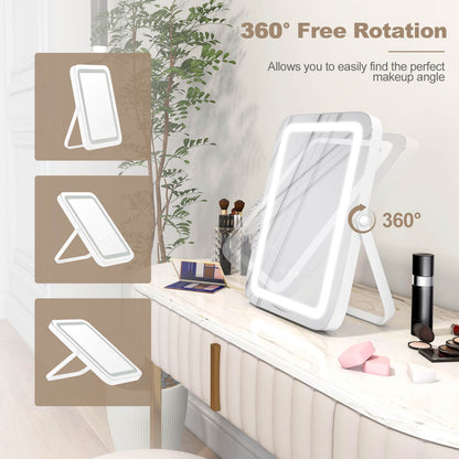 16 x 12 Inch LED Vanity Mirror with 3 Color Modes & Dimmable Lighting for Perfect Makeup - White
