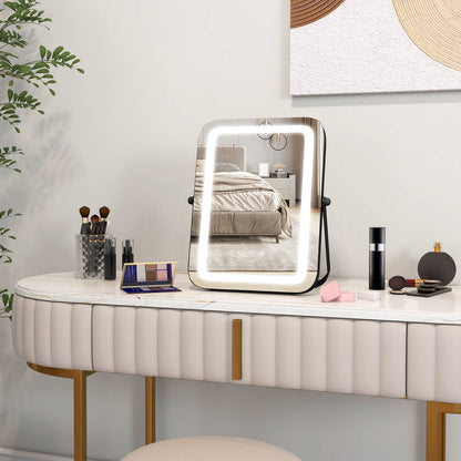 16 x 12 Inch LED Vanity Mirror with 3 Color Modes & Dimmable Lighting for Perfect Makeup - Black