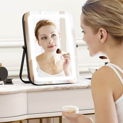 16 x 12 Inch LED Vanity Mirror with 3 Color Modes & Dimmable Lighting for Perfect Makeup - Black