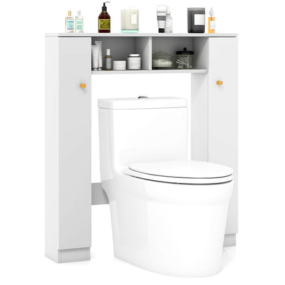 Over-The-Toilet Cabinet with Adjustable Shelves & Open Storage Compartments