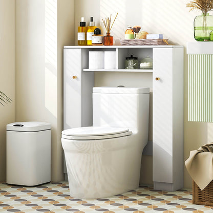 Over-The-Toilet Cabinet with Adjustable Shelves & Open Storage Compartments