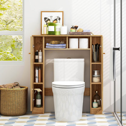 Over-The-Toilet Cabinet with Adjustable Shelves & Open Storage Compartments