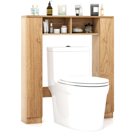 Over-The-Toilet Cabinet with Adjustable Shelves & Open Storage Compartments