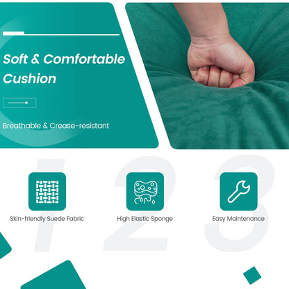 Modular 3-Seat Sofa Couch with USB Ports, Power Outlet and Storage Pocket in Teal