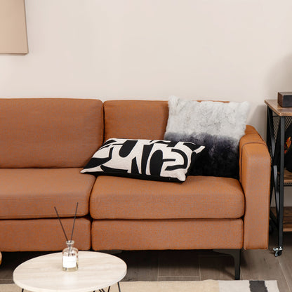 3 Seat Sofa Couch with Storage Armrest Pocket, Removable Cushions, and Metal Legs – Orange