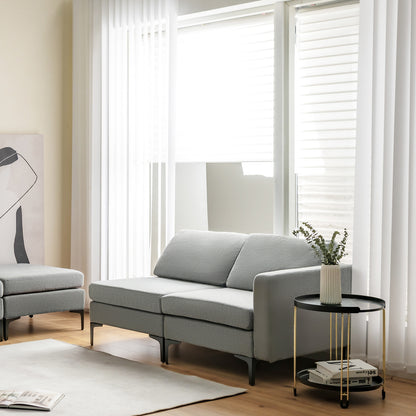 Modular L-Shaped Sectional Sofa with Reversible Ottoman, USB Ports, and Storage in Grey
