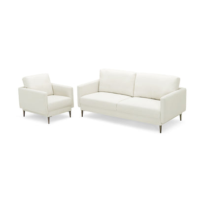 Modern Upholstered Loveseat with Plush Backrest Cushions in White