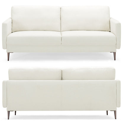Modern Upholstered Loveseat with Plush Backrest Cushions in White