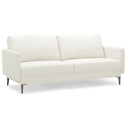 Modern Upholstered Loveseat with Plush Backrest Cushions in White