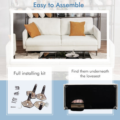 Modern Upholstered Loveseat with Plush Backrest Cushions in White