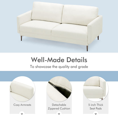 Modern Upholstered Loveseat with Plush Backrest Cushions in White