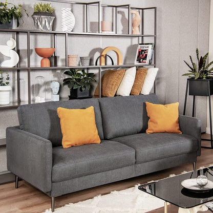 Modern Upholstered Loveseat with Plush Backrest Cushions in Grey
