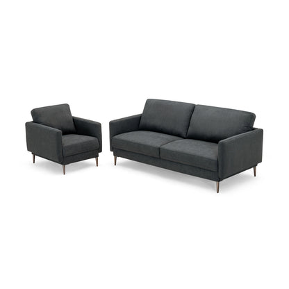 Modern Upholstered Loveseat with Plush Backrest Cushions in Grey