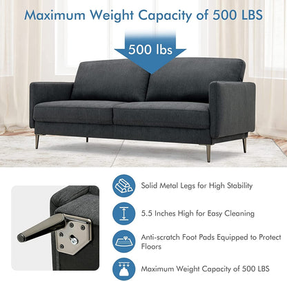 Modern Upholstered Loveseat with Plush Backrest Cushions in Grey