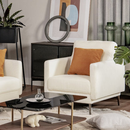Modern Upholstered Accent Chair with Plush Removable Back Cushion in White