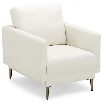 Modern Upholstered Accent Chair with Plush Removable Back Cushion in White