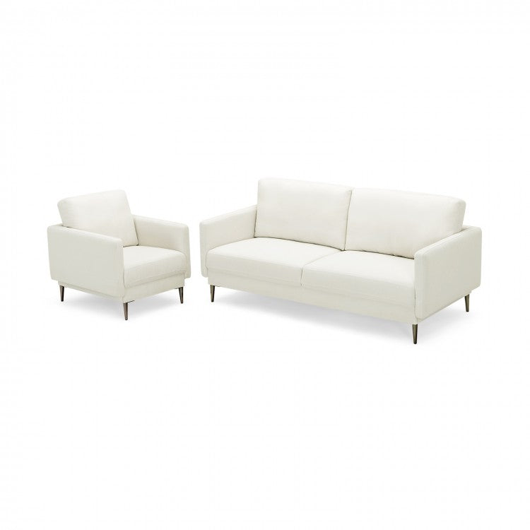 Modern Upholstered Accent Chair with Plush Removable Back Cushion in White