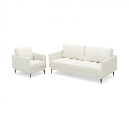 Modern Upholstered Accent Chair with Plush Removable Back Cushion in White