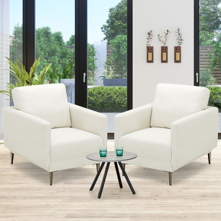 Modern Upholstered Accent Chair with Plush Removable Back Cushion in White