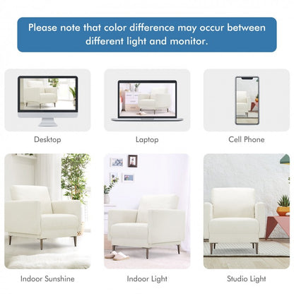 Modern Upholstered Accent Chair with Plush Removable Back Cushion in White