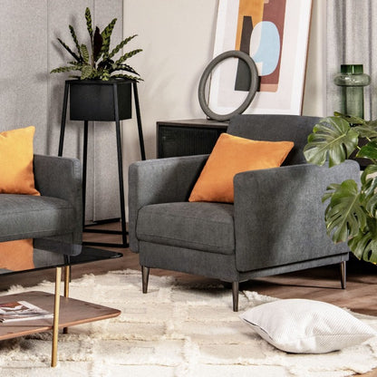 Modern Upholstered Accent Chair with Plush Removable Back Cushion in Grey