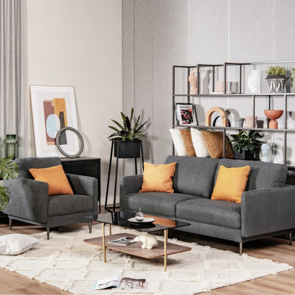 Modern Upholstered Accent Chair with Plush Removable Back Cushion in Grey