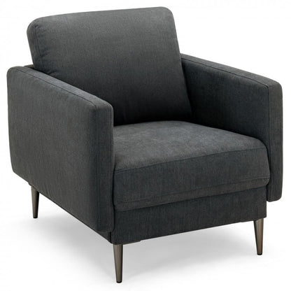 Modern Upholstered Accent Chair with Plush Removable Back Cushion in Grey
