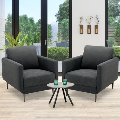 Modern Upholstered Accent Chair with Plush Removable Back Cushion in Grey