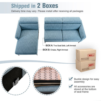 105 Inch Modern L Shaped Sectional Sofa Couch with Adjustable Headrests
