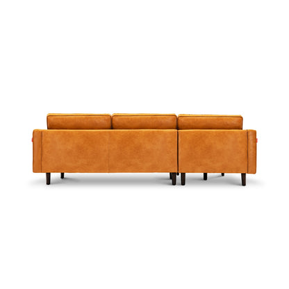 3 Seat L-Shaped Sectional Sofa with Chaise Lounge and Tufted Air Leather Upholstery