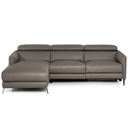 L-Shaped Power Reclining Sectional with Adjustable Headrests and Wide Chaise Lounge