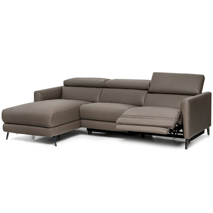L-Shaped Power Reclining Sectional with Adjustable Headrests and Wide Chaise Lounge