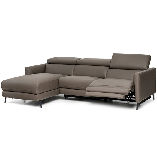 L-Shaped Power Reclining Sectional with Adjustable Headrests and Wide Chaise Lounge