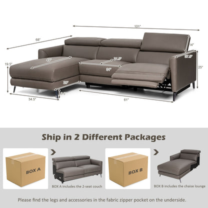 L-Shaped Power Reclining Sectional with Adjustable Headrests and Wide Chaise Lounge