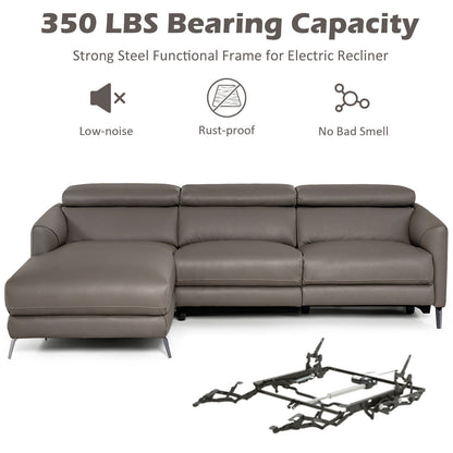 L-Shaped Power Reclining Sectional with Adjustable Headrests and Wide Chaise Lounge