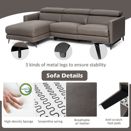 L-Shaped Power Reclining Sectional with Adjustable Headrests and Wide Chaise Lounge