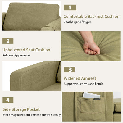 Ergonomic Accent Chair with Side Storage and Cushioned Seat, Green