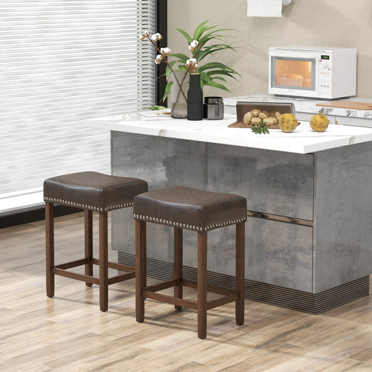 Elegant Upholstered 24 Inch Bar Stools Set of 2 with Ergonomic Saddle Seat and Footrests, Grey