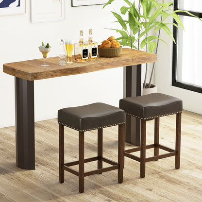 Elegant Upholstered 24 Inch Bar Stools Set of 2 with Ergonomic Saddle Seat and Footrests, Grey