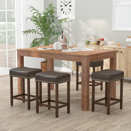 Elegant Upholstered 24 Inch Bar Stools Set of 2 with Ergonomic Saddle Seat and Footrests, Grey