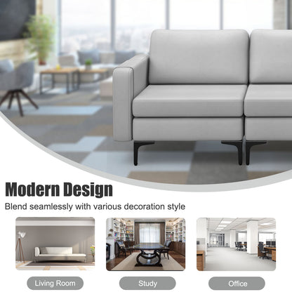 3 Seat Convertible Sofa with Built-in USB Ports and Side Pockets for Storage - Light Grey
