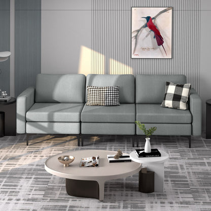 3 Seat Convertible Sofa with Built-in USB Ports and Side Pockets for Storage - Dark Grey