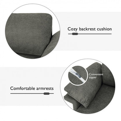 Modern Fabric Accent Chair with Cushioned Armrests and Spring Support - Grey