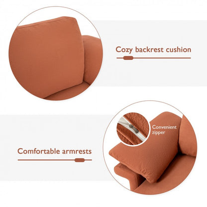 Modern Fabric Accent Chair with Cushioned Armrests and Spring Support - Rust Red