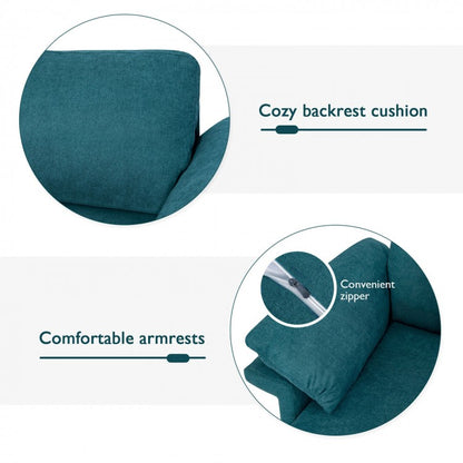 Modern Fabric Accent Chair with Cushioned Armrests and Spring Support - Peacock Blue