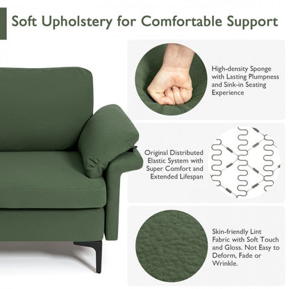 Modern Fabric Accent Chair with Cushioned Armrests and Spring Support - Army Green