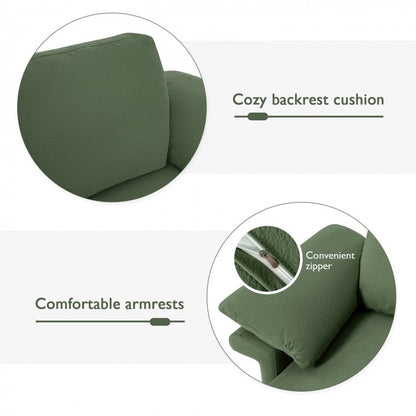Modern Fabric Accent Chair with Cushioned Armrests and Spring Support - Army Green